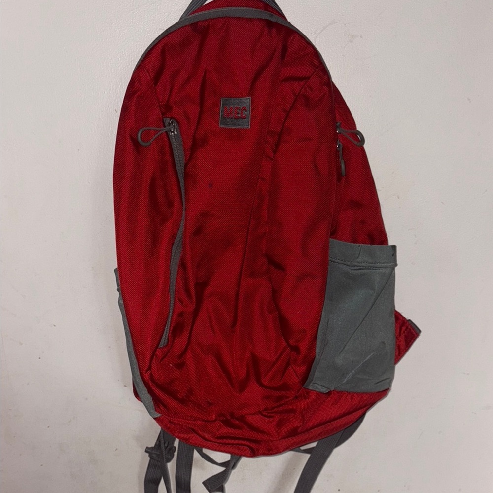 MEC Red and Gray Backpack Durable Everyday Design